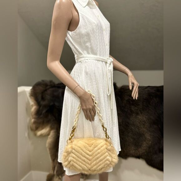 Luxury Real Mink Fur Handmade Fold Over Flap Bag/Shoulder Bag/Crossbody - Picture 9 of 16